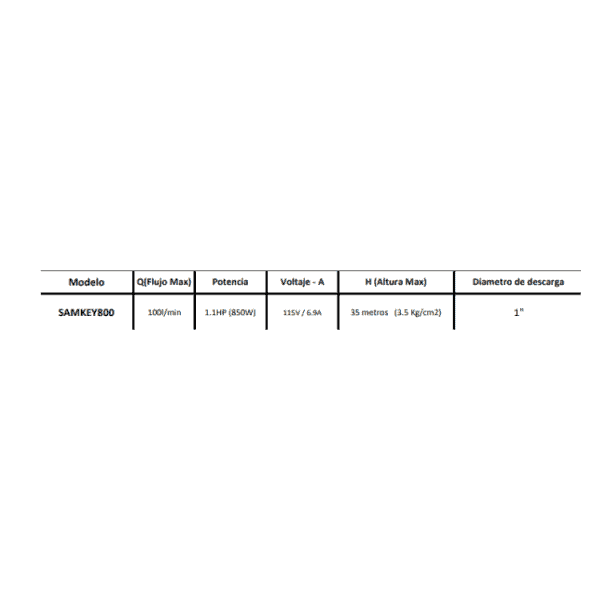PRESURIZADOR SUMERGIBLE ALMO SAMKEY800 - Imagen 2