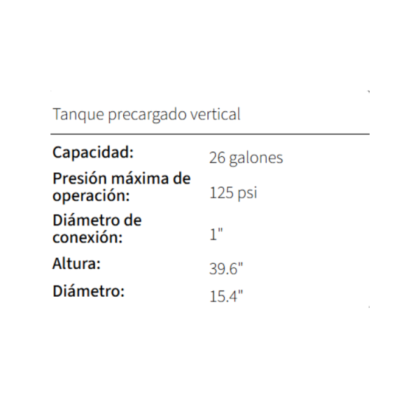TANQUE PRECARGADO ALTAPRO XLB26 - Imagen 2